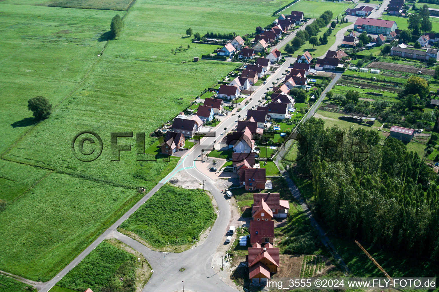 Drone image of Schleithal in the state Bas-Rhin, France