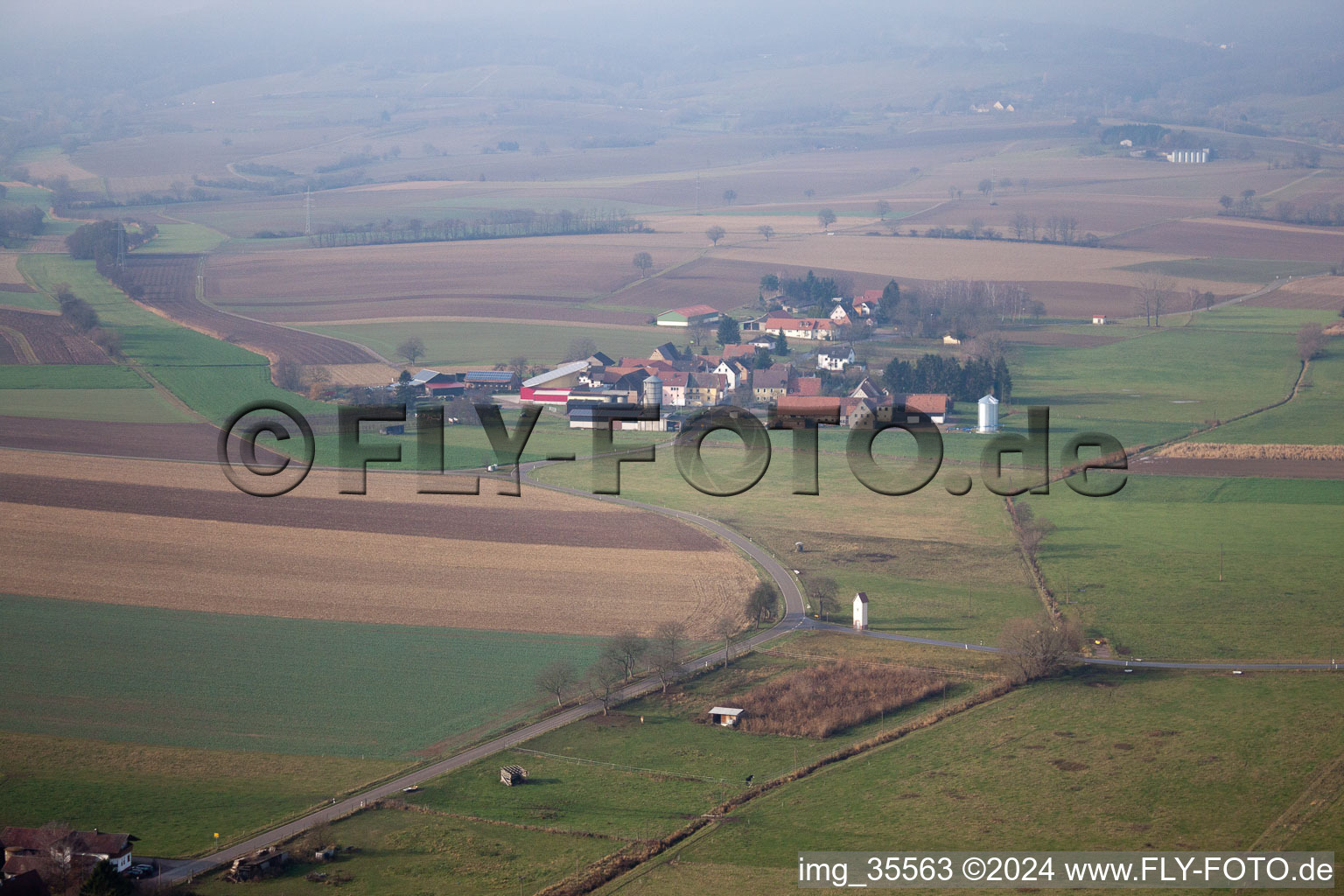 Deutschhof in the state Rhineland-Palatinate, Germany seen from a drone