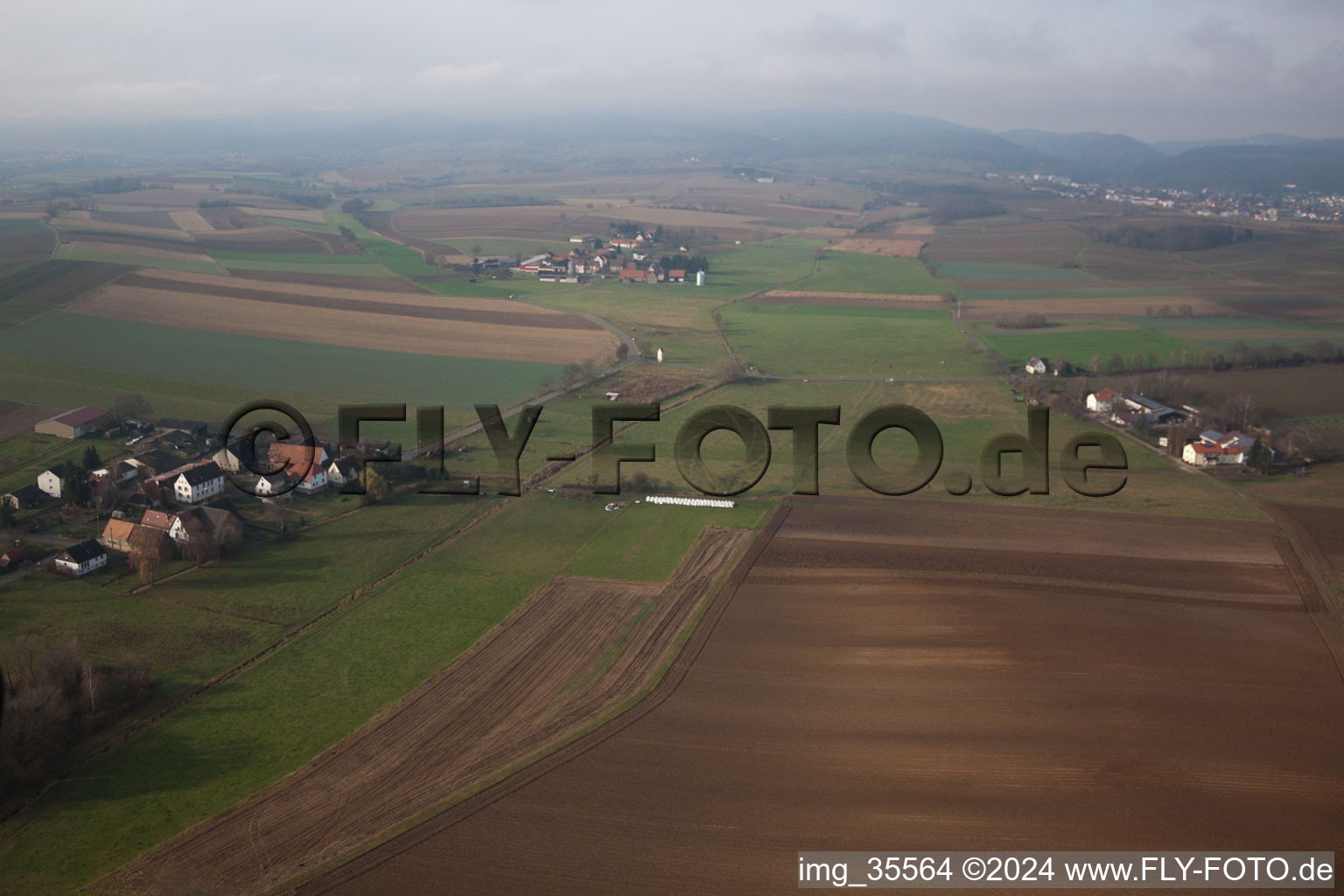 District Deutschhof in Kapellen-Drusweiler in the state Rhineland-Palatinate, Germany from above