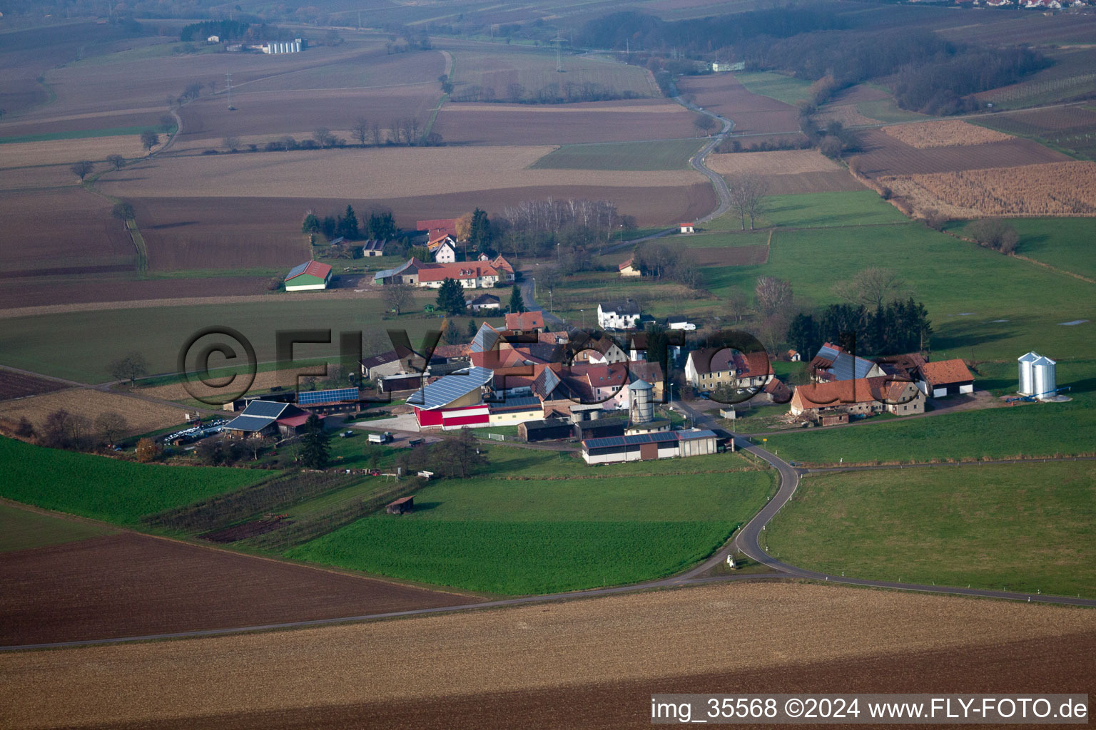 Deutschhof in the state Rhineland-Palatinate, Germany from above