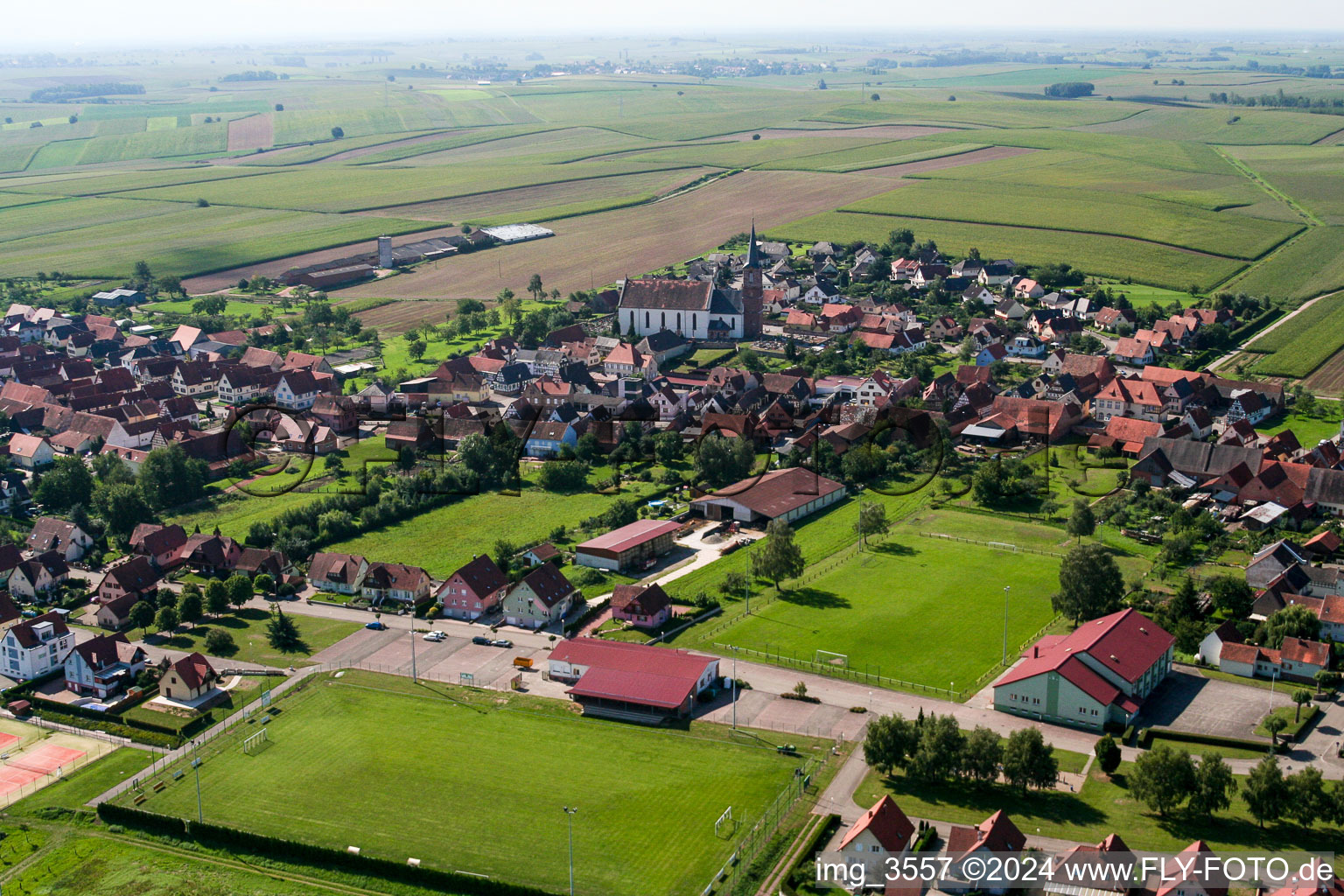 Schleithal in the state Bas-Rhin, France from a drone