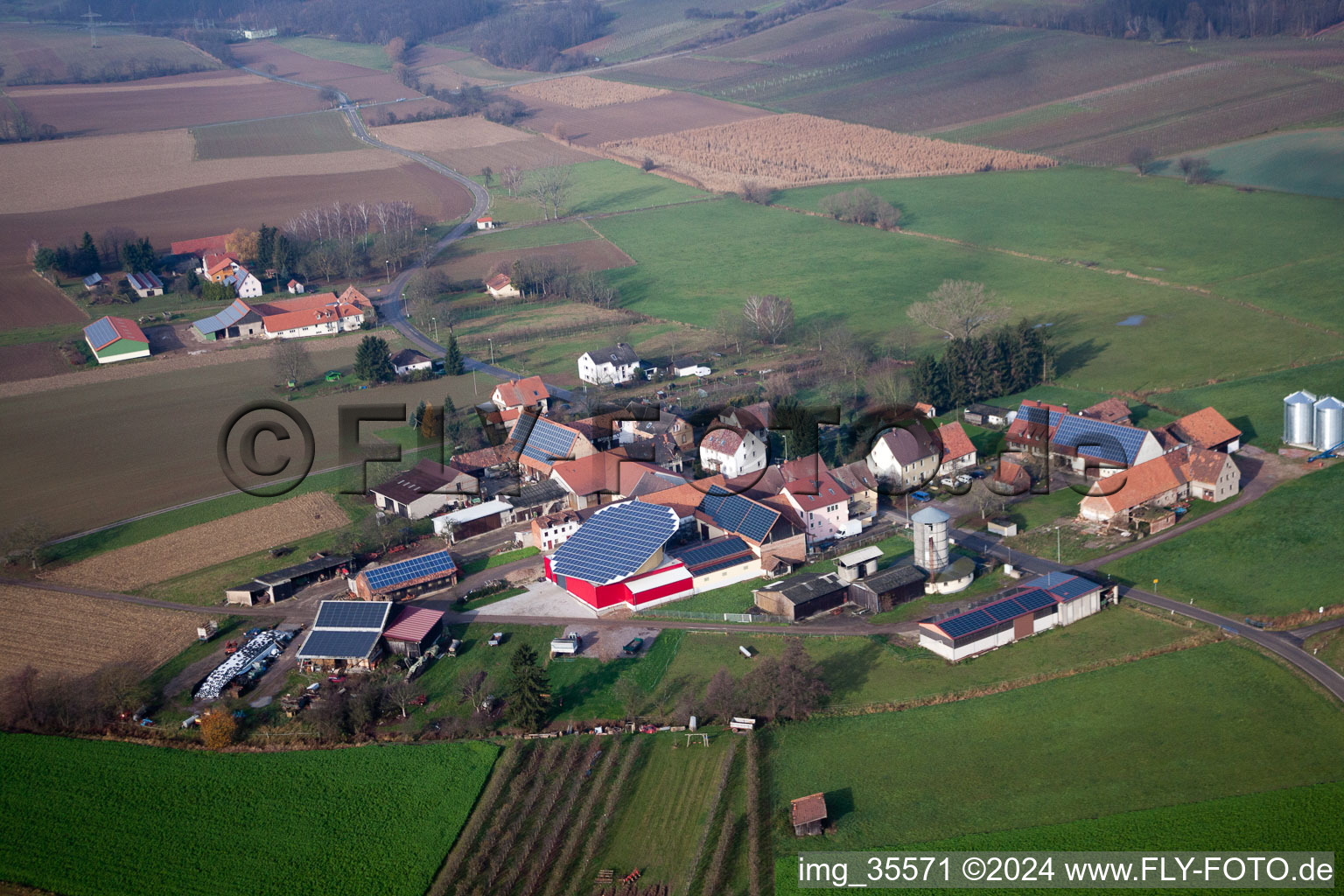 Panel rows of photovoltaic turnable roof of a stable in the district Deutschhof in Kapellen-Drusweiler in the state Rhineland-Palatinate