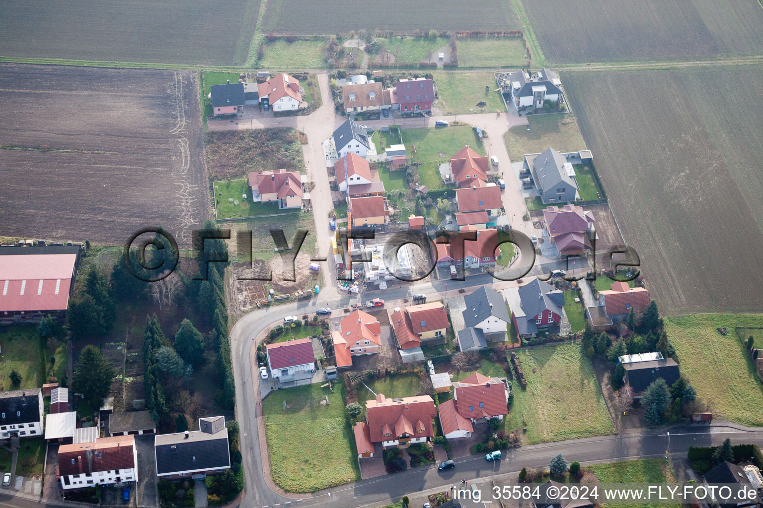 Steinfeld in the state Rhineland-Palatinate, Germany from the plane