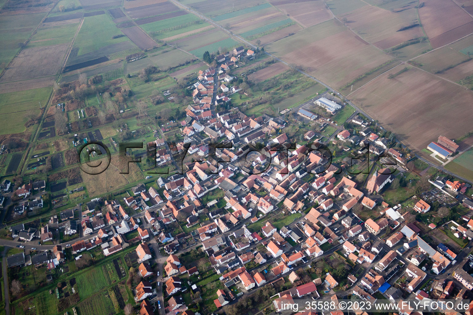 Aerial photograpy of Kapsweyer in the state Rhineland-Palatinate, Germany