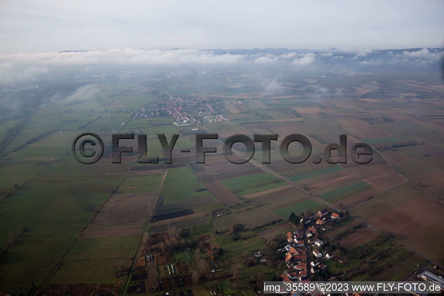 Oblique view of Kapsweyer in the state Rhineland-Palatinate, Germany