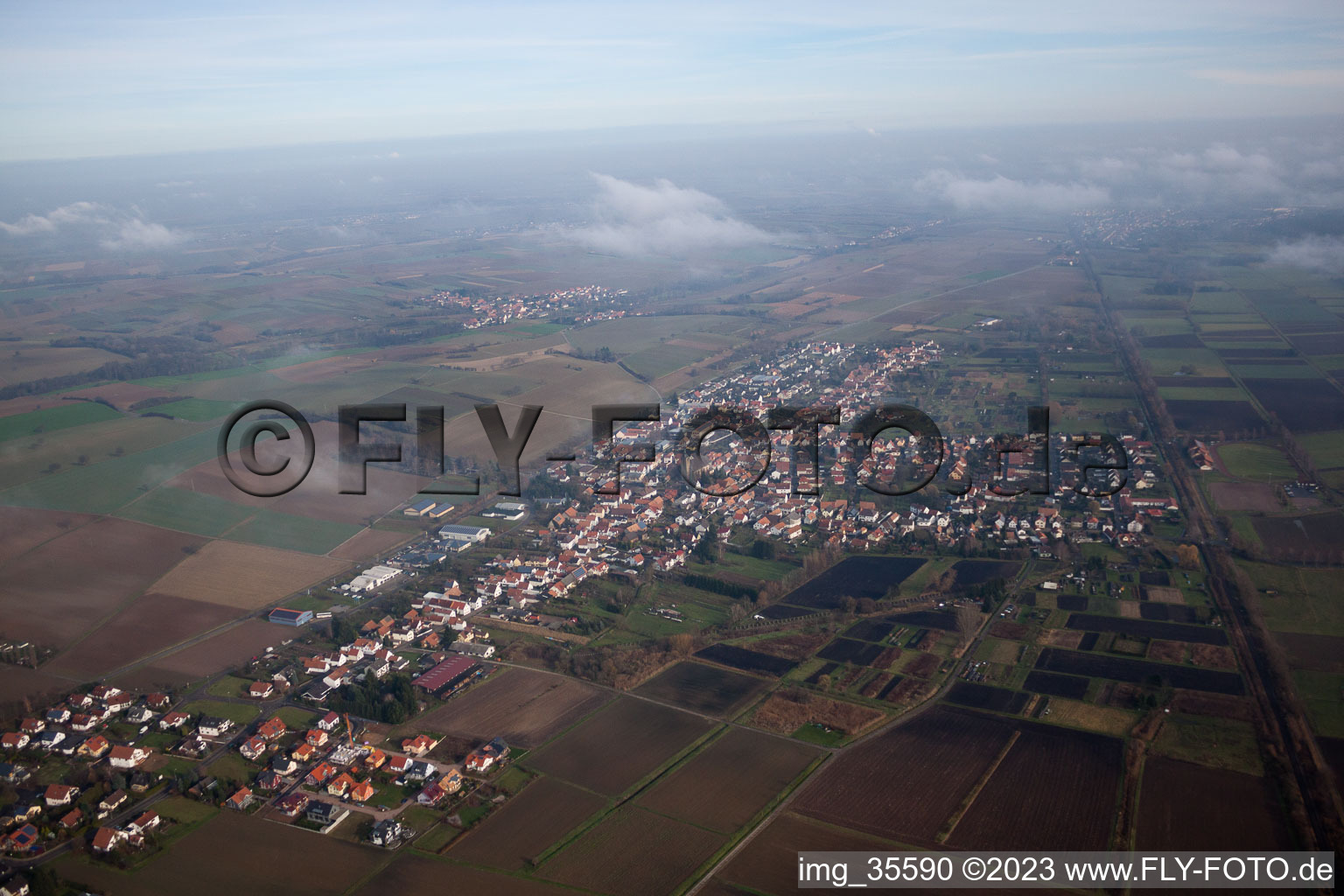 Kapsweyer in the state Rhineland-Palatinate, Germany from above