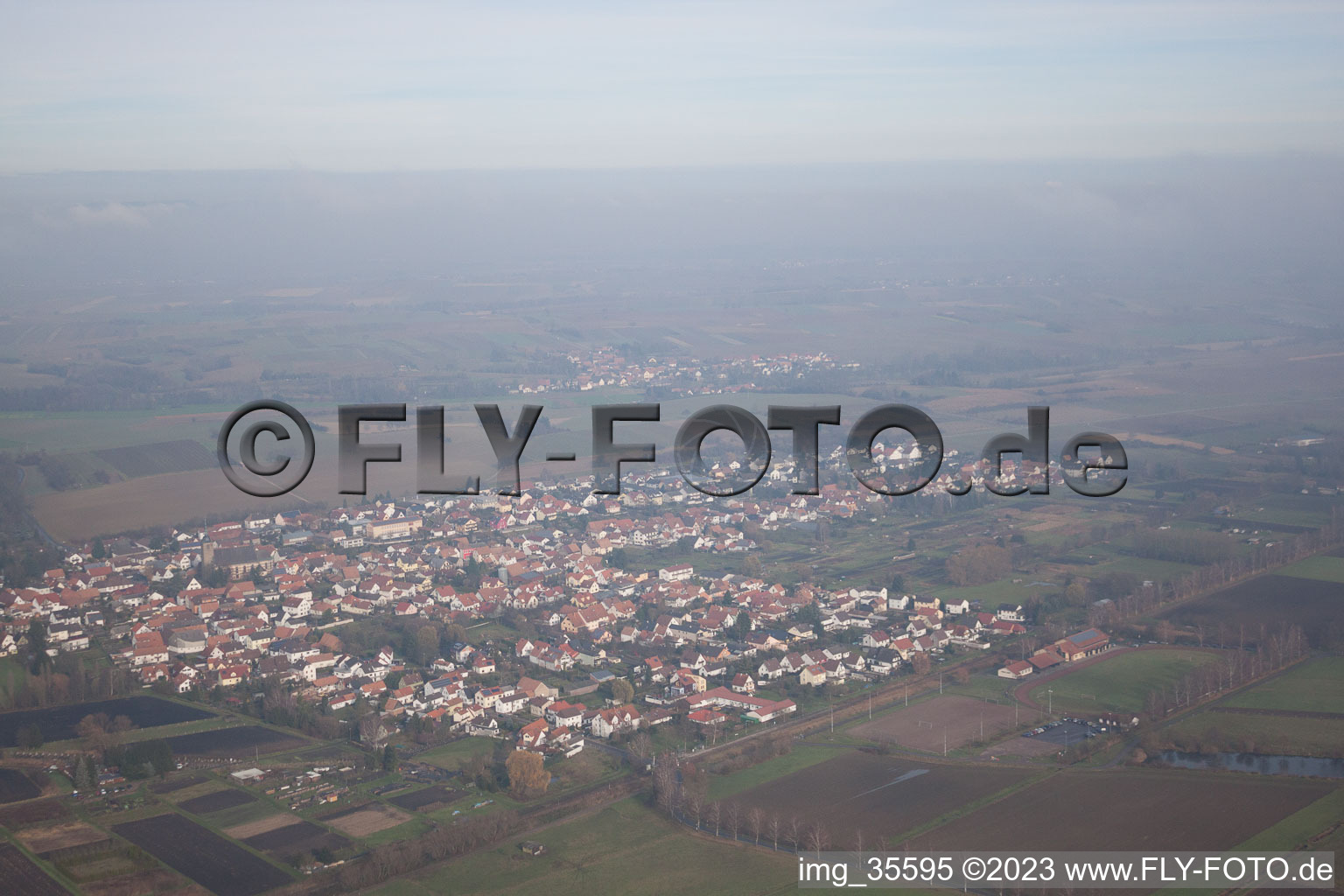Kapsweyer in the state Rhineland-Palatinate, Germany seen from above