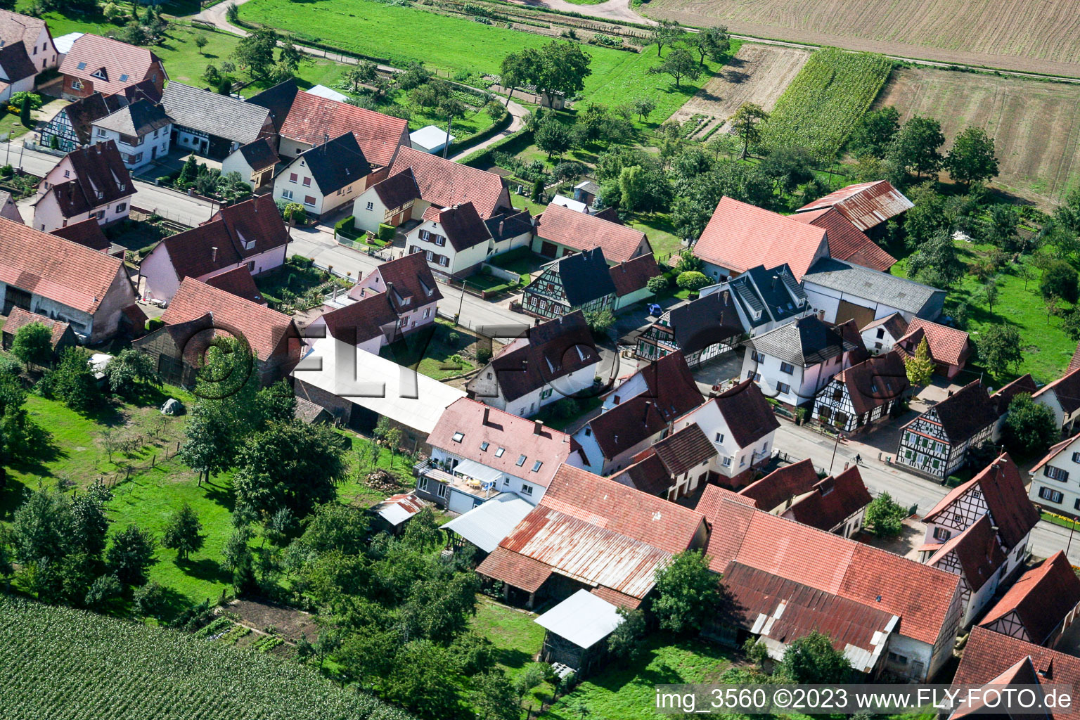 Aerial photograpy of Schleithal in the state Bas-Rhin, France