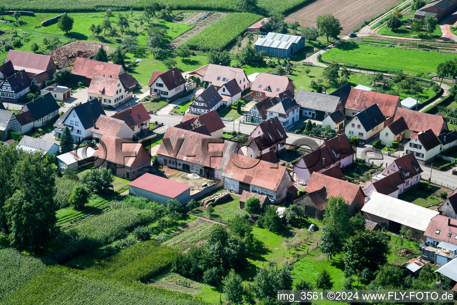 Oblique view of Schleithal in the state Bas-Rhin, France