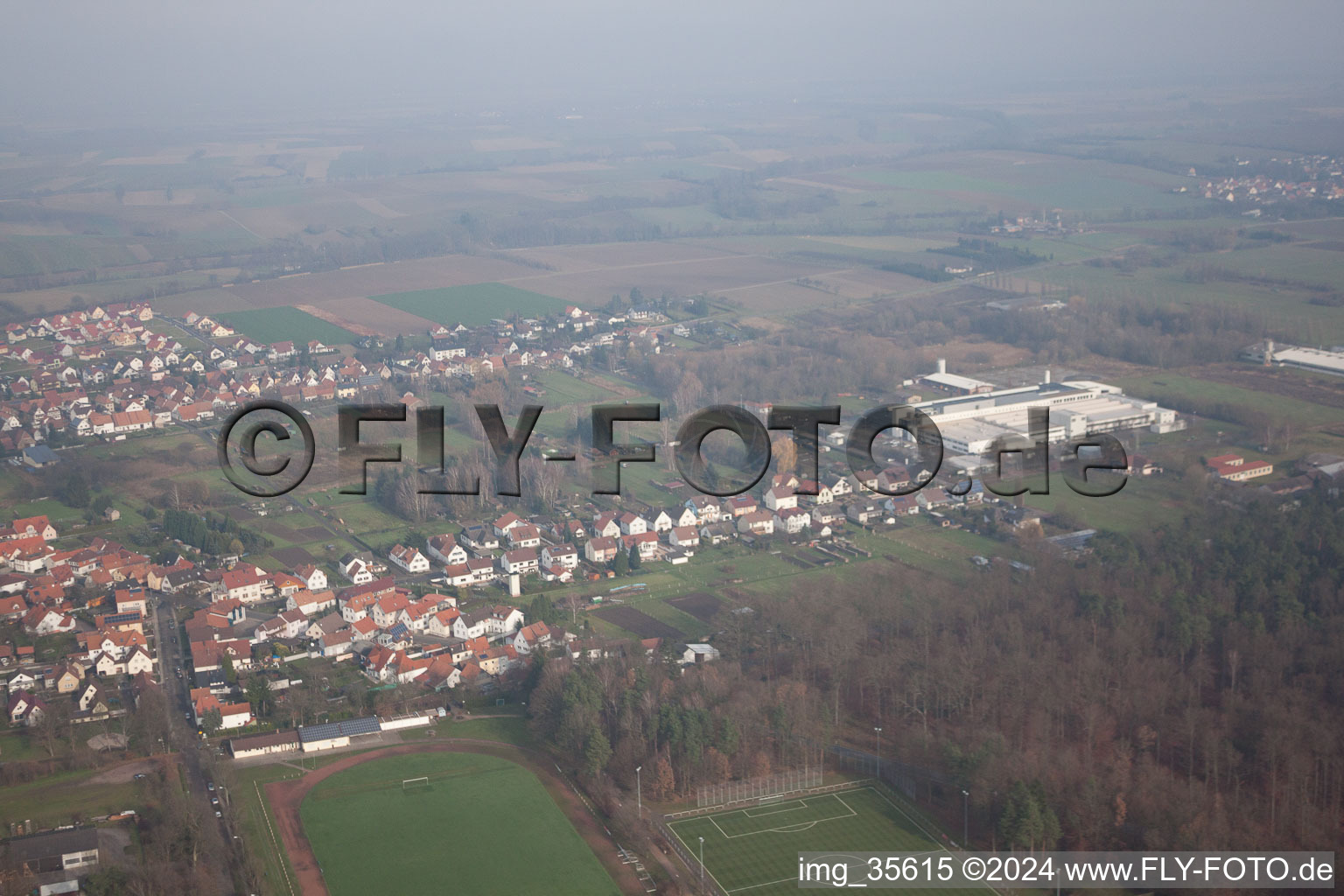 District Schaidt in Wörth am Rhein in the state Rhineland-Palatinate, Germany seen from a drone