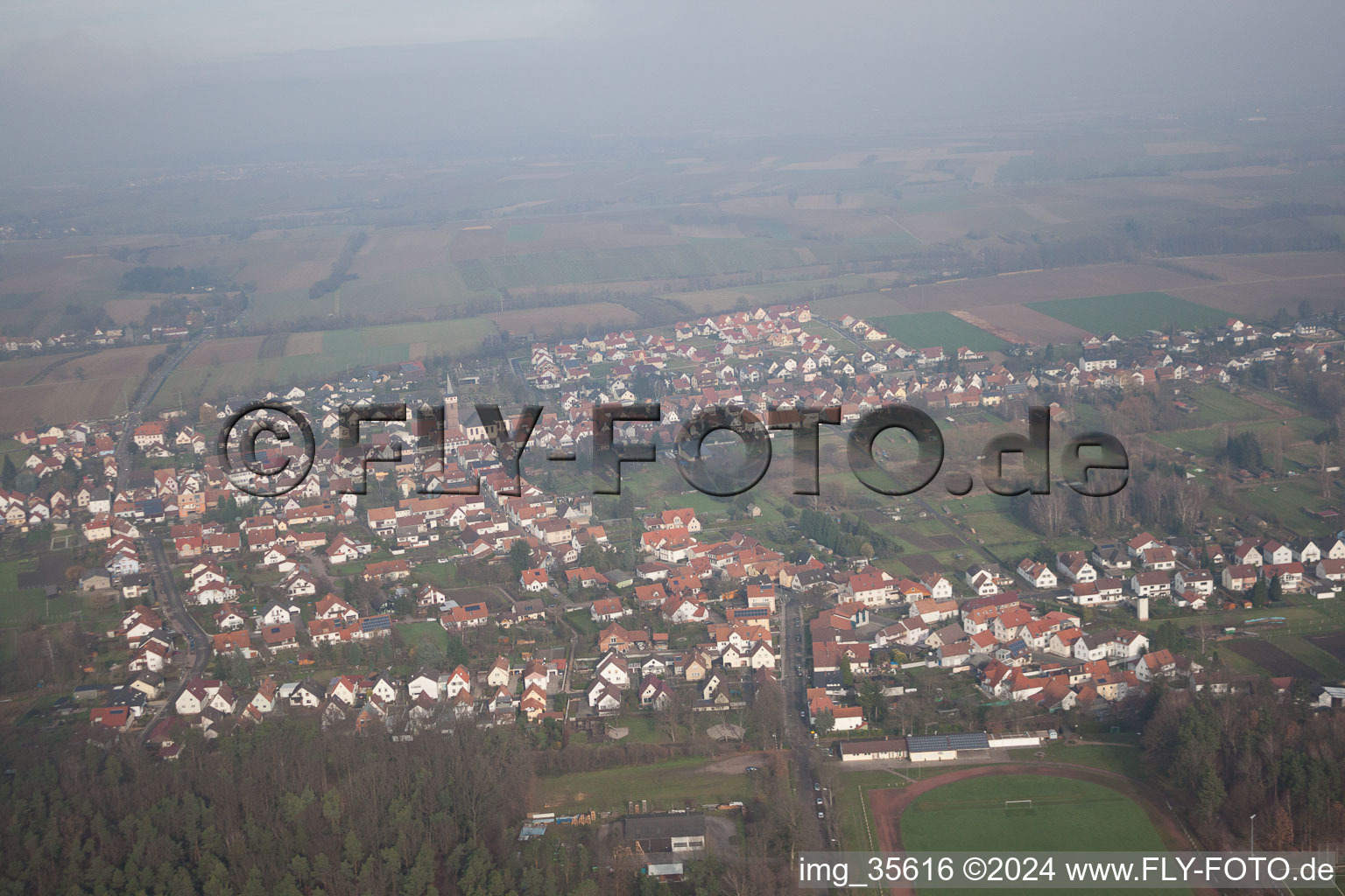 Aerial view of District Schaidt in Wörth am Rhein in the state Rhineland-Palatinate, Germany