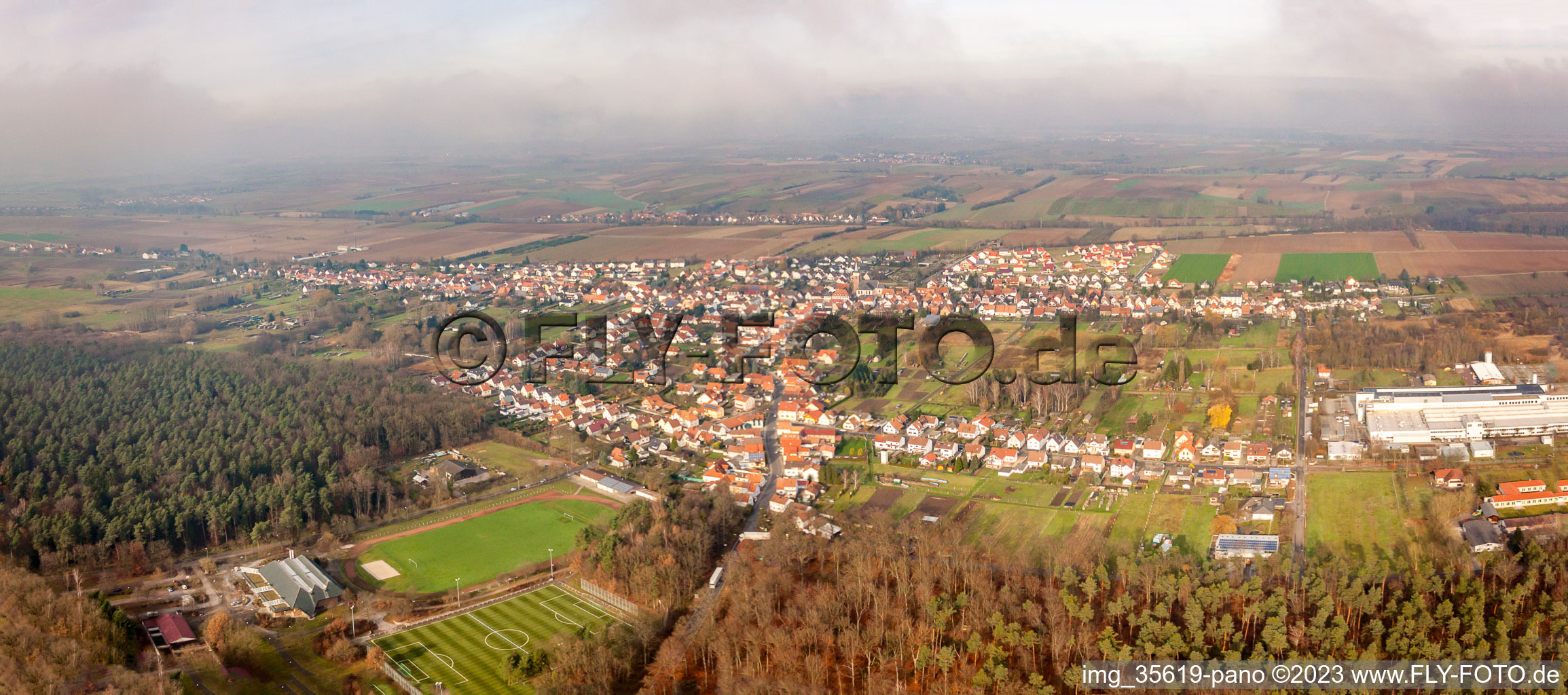 Oblique view of District Schaidt in Wörth am Rhein in the state Rhineland-Palatinate, Germany