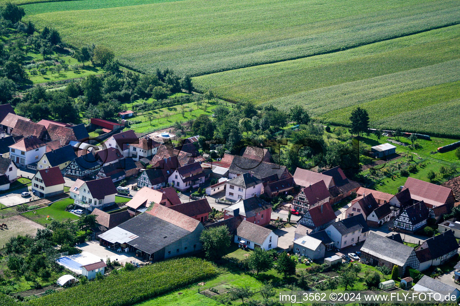 Schleithal in the state Bas-Rhin, France from above