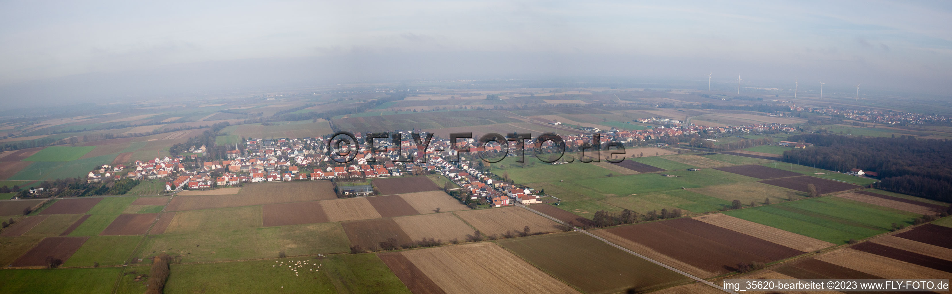 Panorama in Freckenfeld in the state Rhineland-Palatinate, Germany