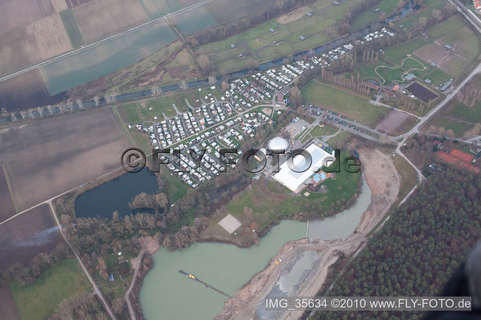 Aerial view of Campsite in Rülzheim in the state Rhineland-Palatinate, Germany