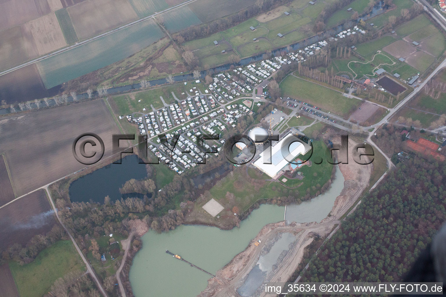 Aerial view of Campsite in Rülzheim in the state Rhineland-Palatinate, Germany