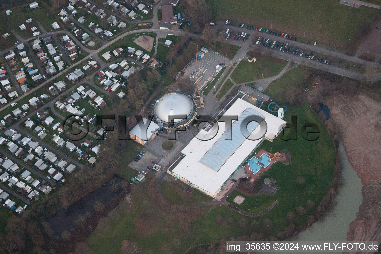 Aerial photograpy of Campsite in Rülzheim in the state Rhineland-Palatinate, Germany