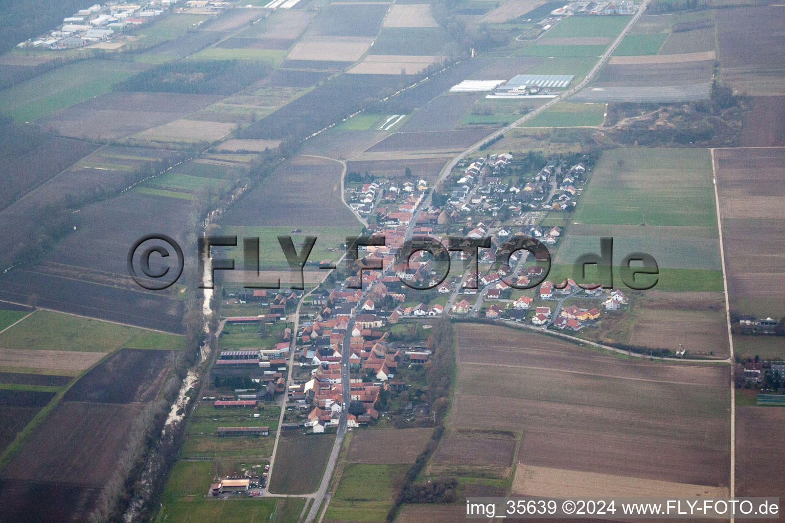 Oblique view of Herxheimweyher in the state Rhineland-Palatinate, Germany