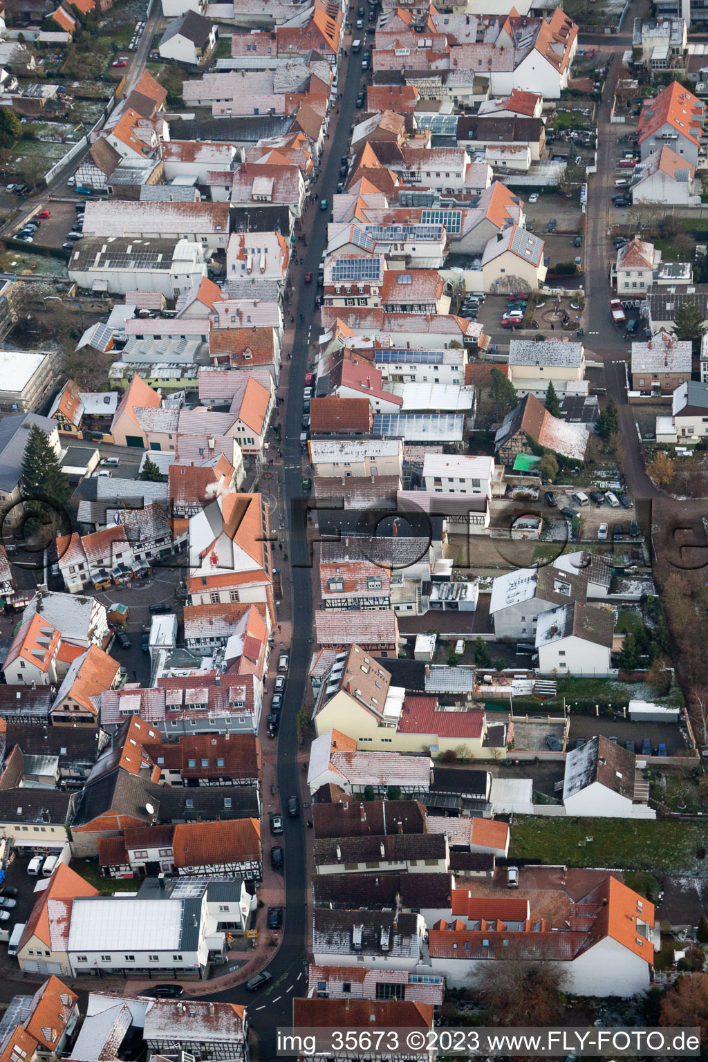 Aerial view of Hauptstr in Kandel in the state Rhineland-Palatinate, Germany