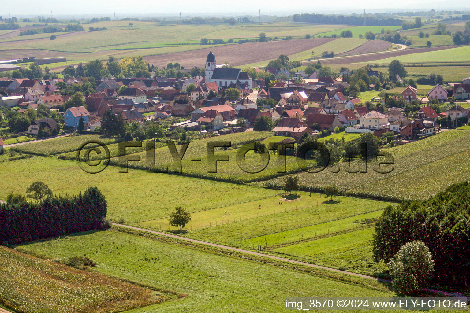 Oblique view of Niederlauterbach in the state Bas-Rhin, France