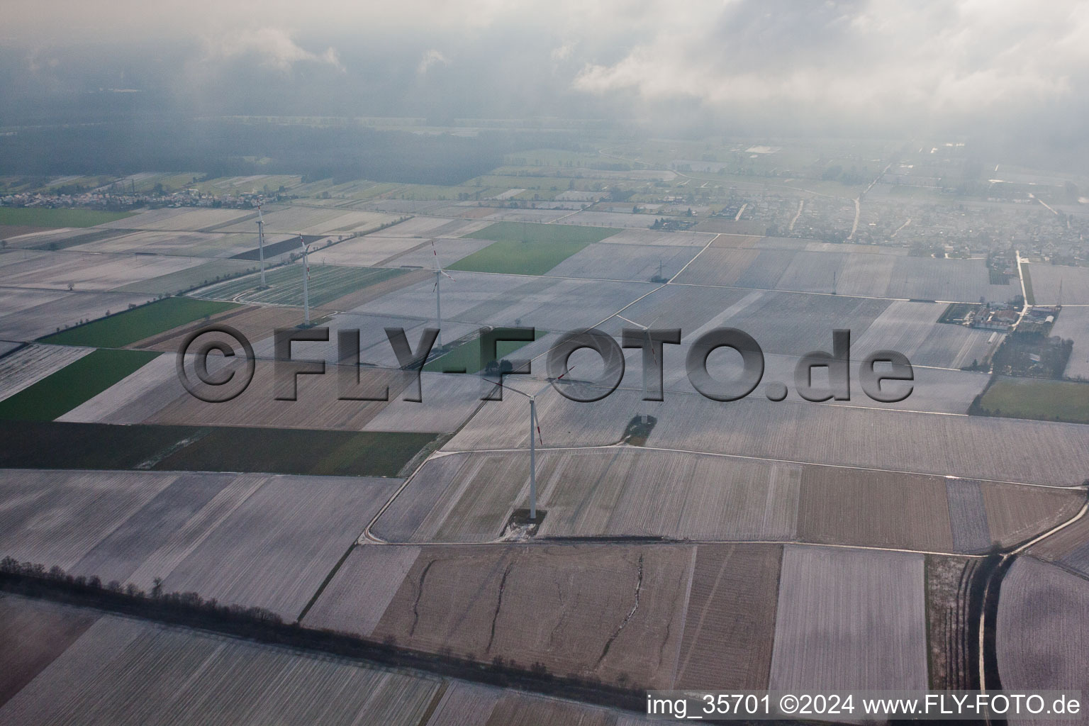 Bird's eye view of Minfeld in the state Rhineland-Palatinate, Germany