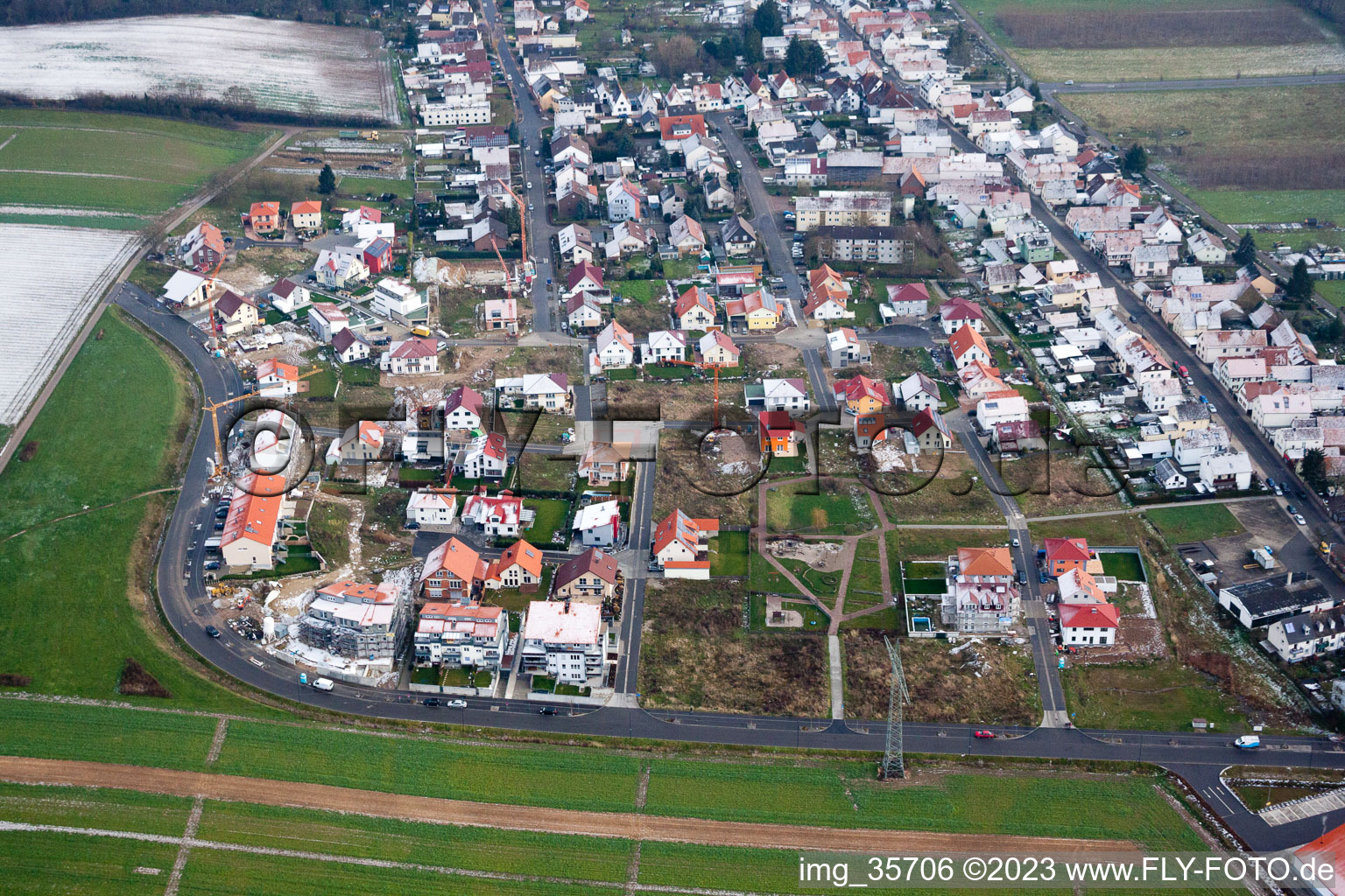 Aerial photograpy of Höhenweg new development area in Kandel in the state Rhineland-Palatinate, Germany