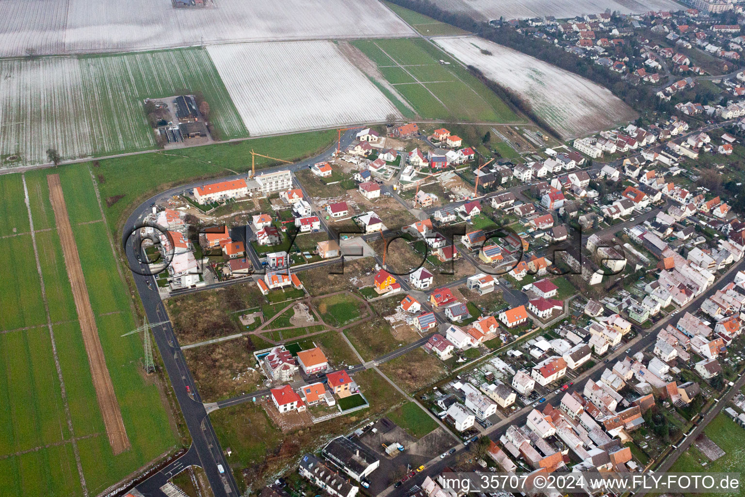 Oblique view of New development area Höhenweg in Kandel in the state Rhineland-Palatinate, Germany