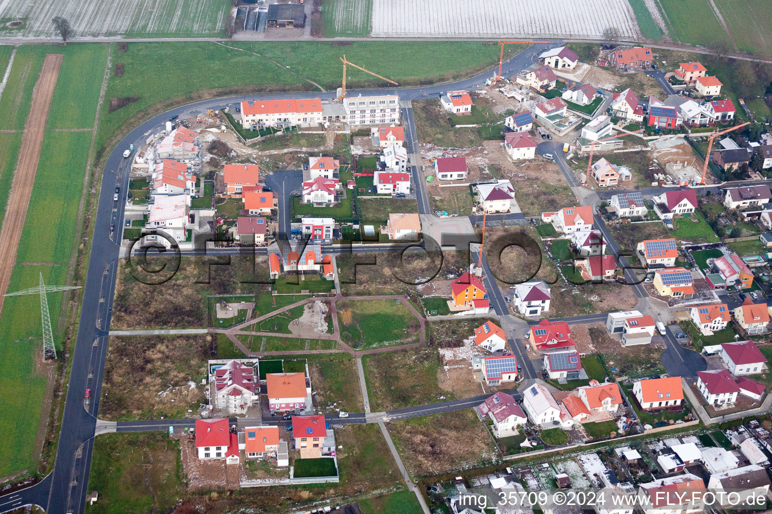 Höhenweg new development area in Kandel in the state Rhineland-Palatinate, Germany out of the air