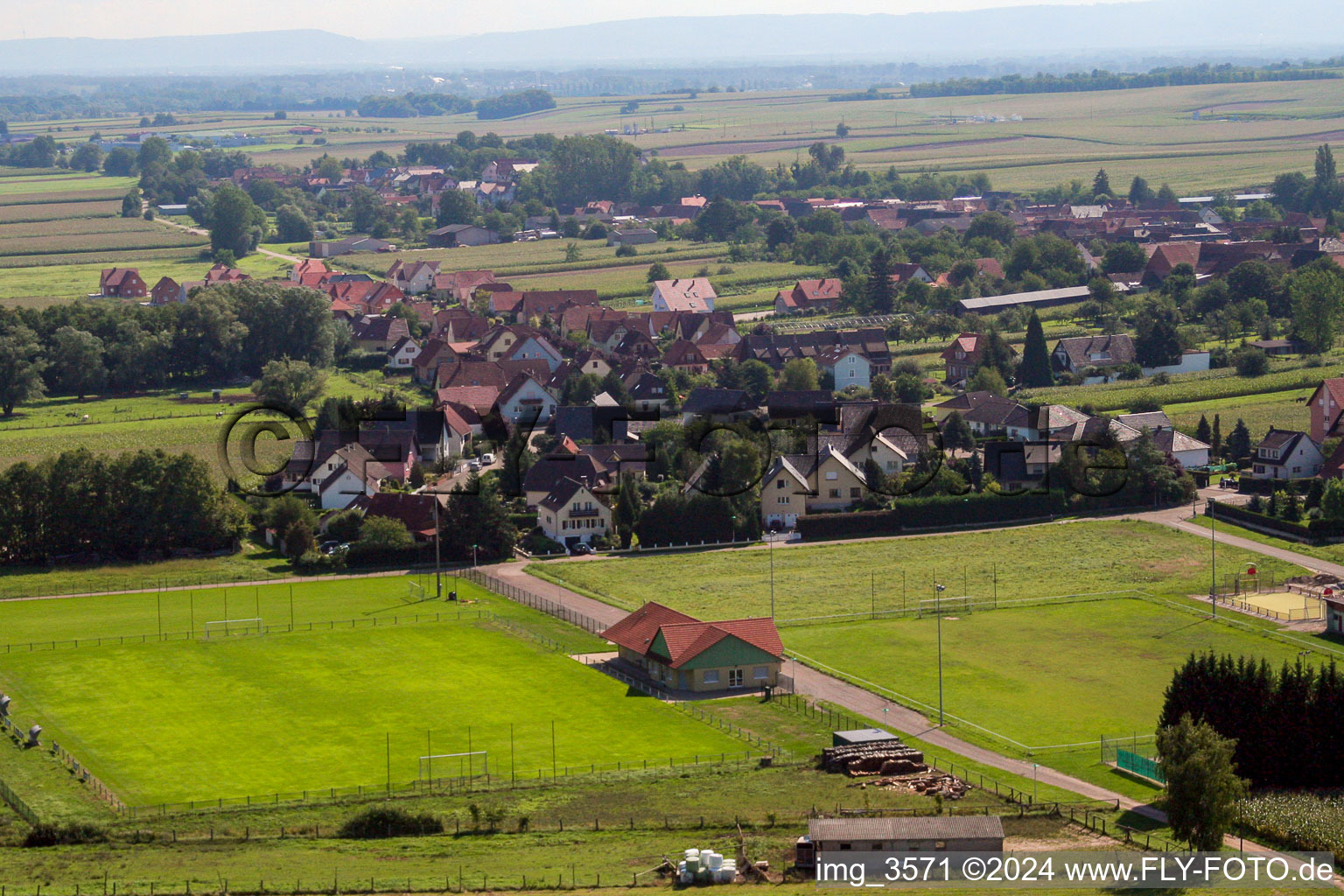 Niederlauterbach in the state Bas-Rhin, France from above