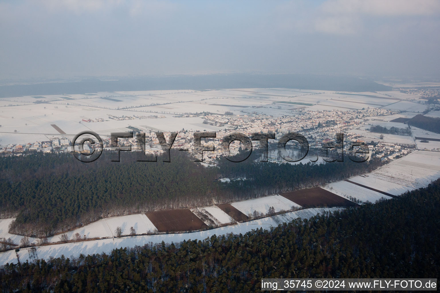 Aerial view of Hatzenbühl in the state Rhineland-Palatinate, Germany