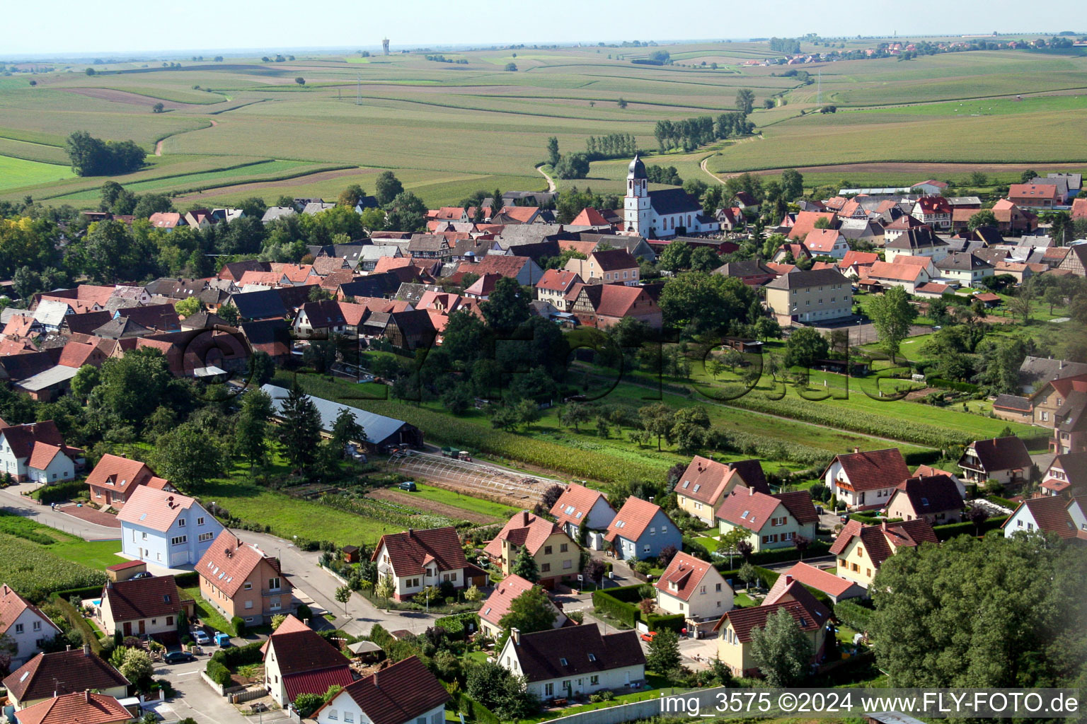 Niederlauterbach in the state Bas-Rhin, France from the plane