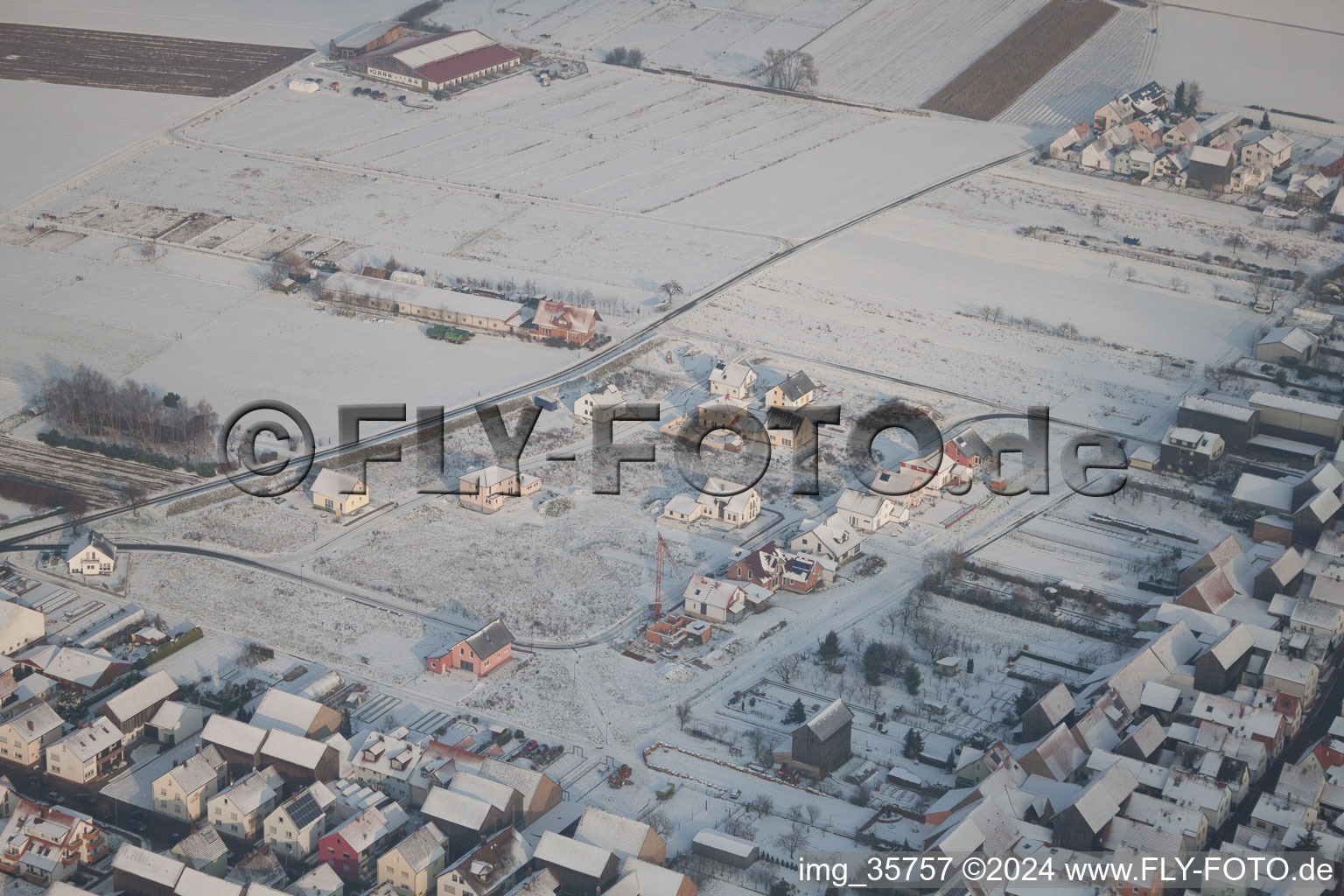 Aerial view of New development area in Hatzenbühl in the state Rhineland-Palatinate, Germany