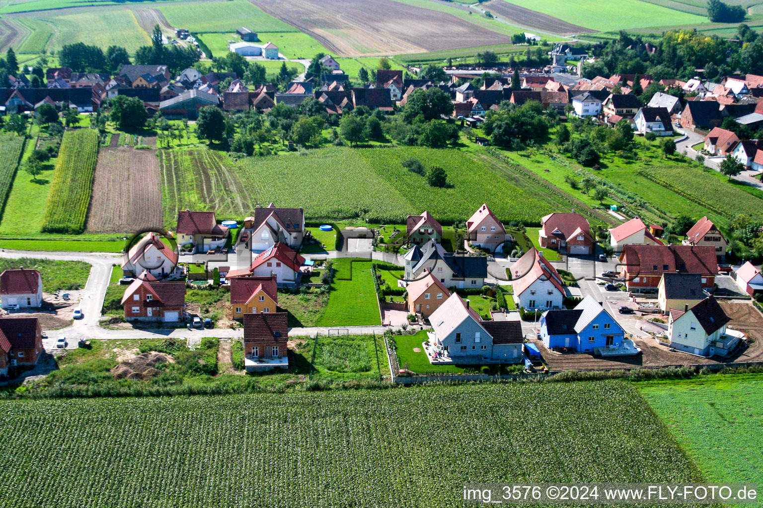 Bird's eye view of Niederlauterbach in the state Bas-Rhin, France