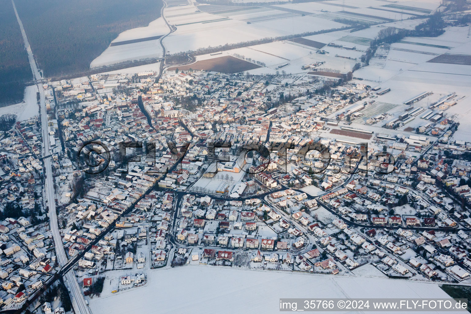 Rheinzabern in the state Rhineland-Palatinate, Germany viewn from the air