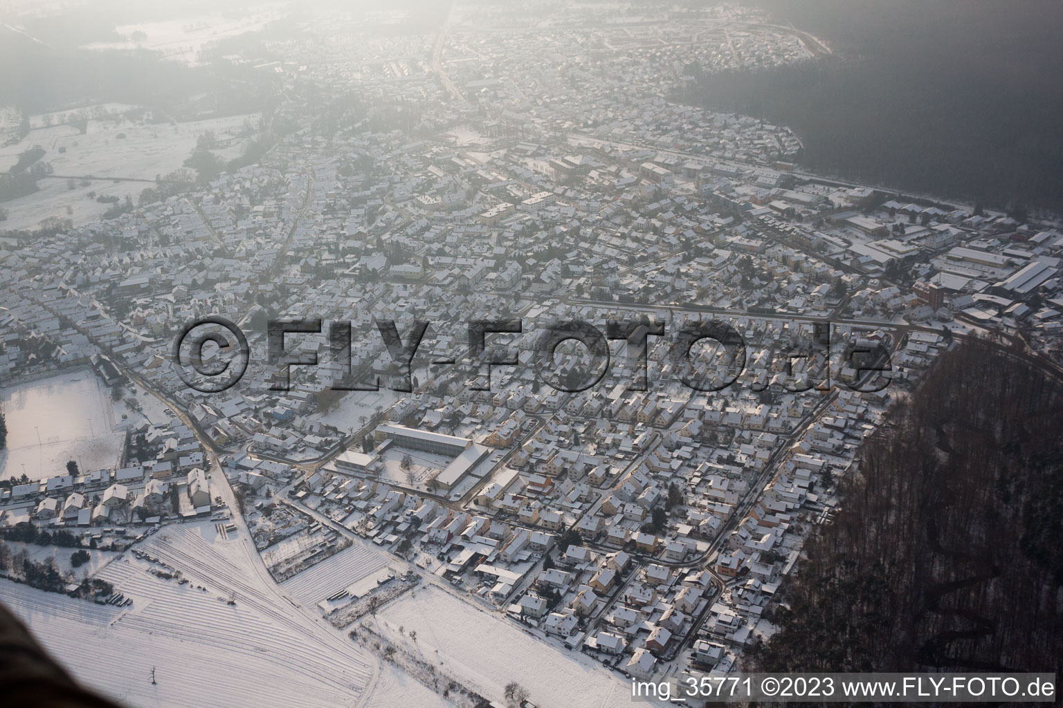 Jockgrim in the state Rhineland-Palatinate, Germany seen from above