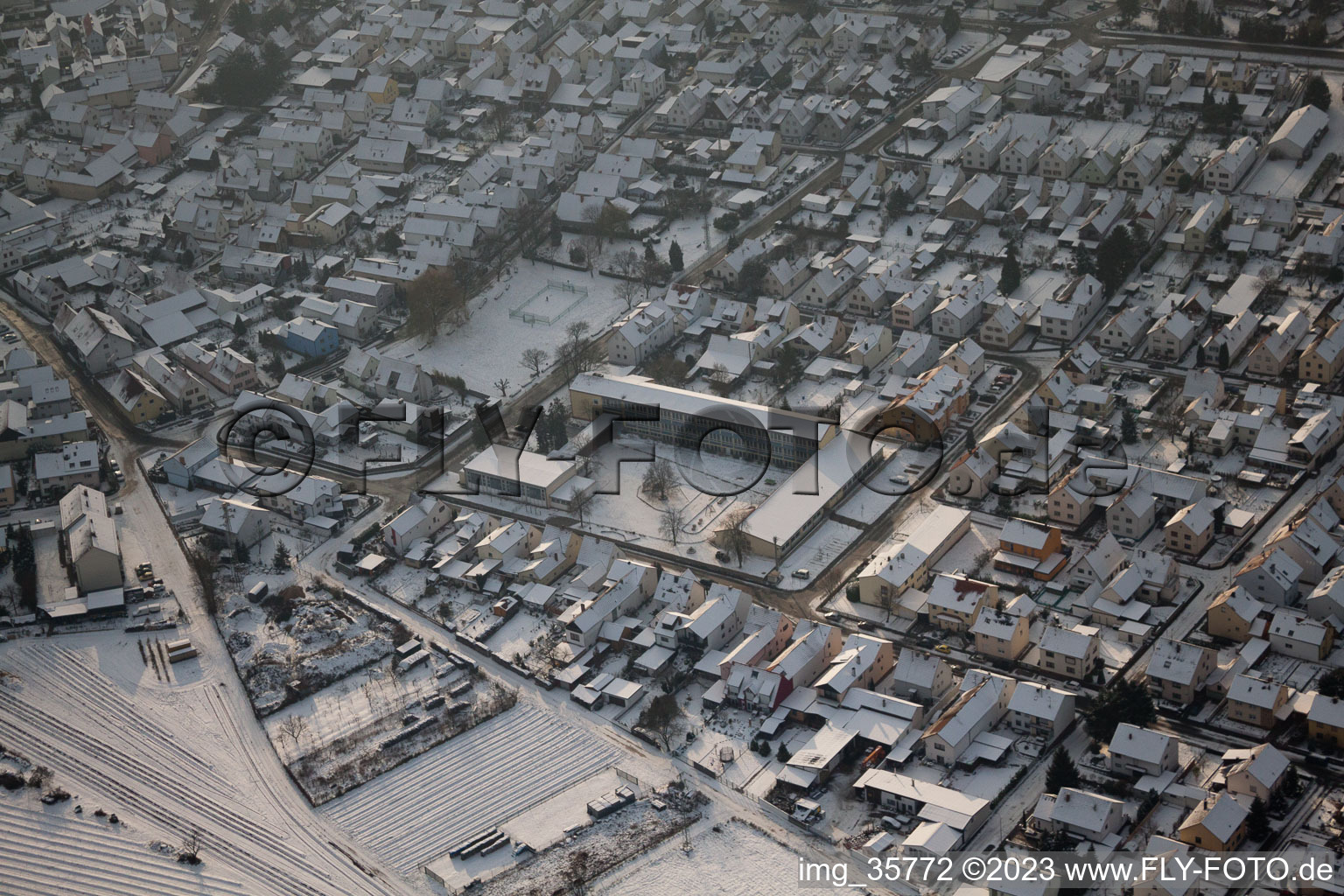 Jockgrim in the state Rhineland-Palatinate, Germany from the plane