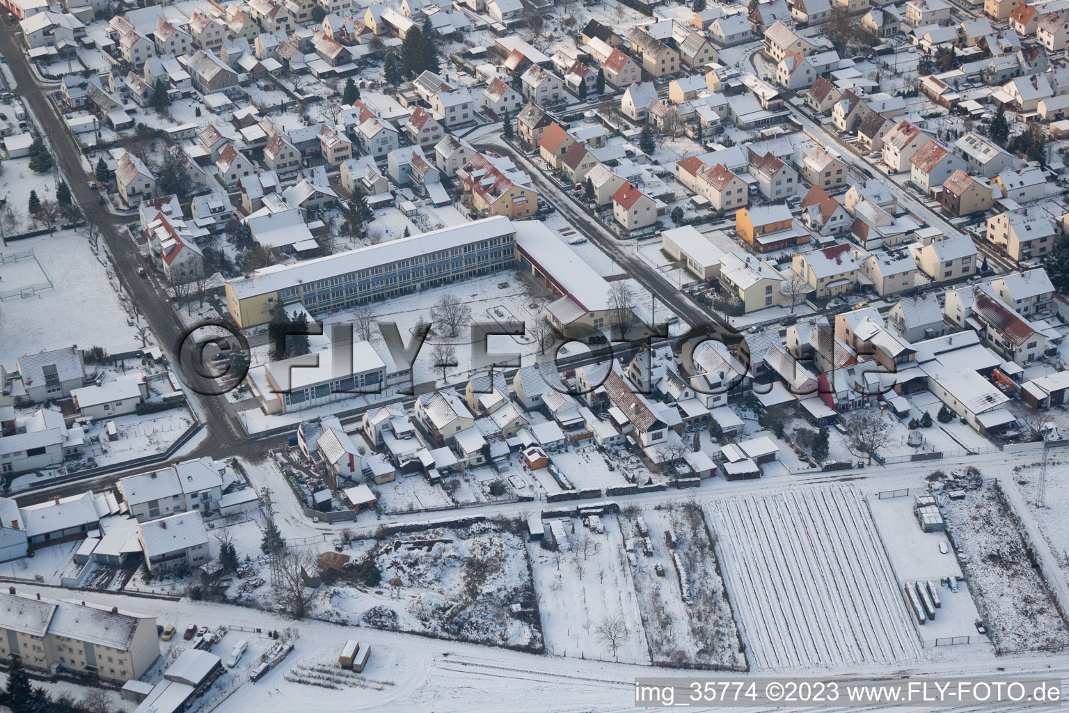 Bird's eye view of Jockgrim in the state Rhineland-Palatinate, Germany