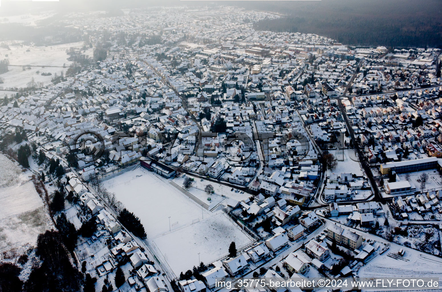 Jockgrim in the state Rhineland-Palatinate, Germany viewn from the air