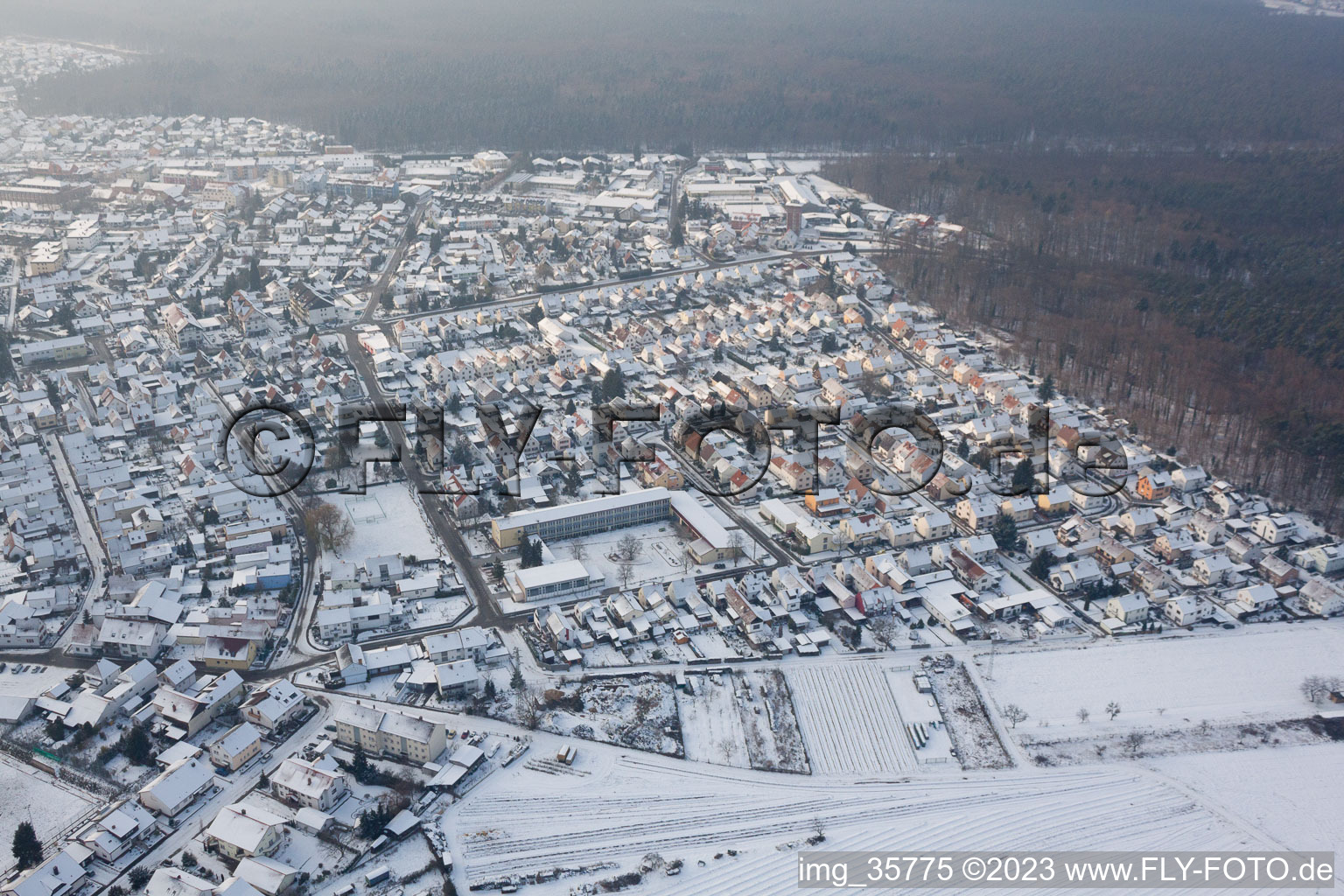 Drone recording of Jockgrim in the state Rhineland-Palatinate, Germany