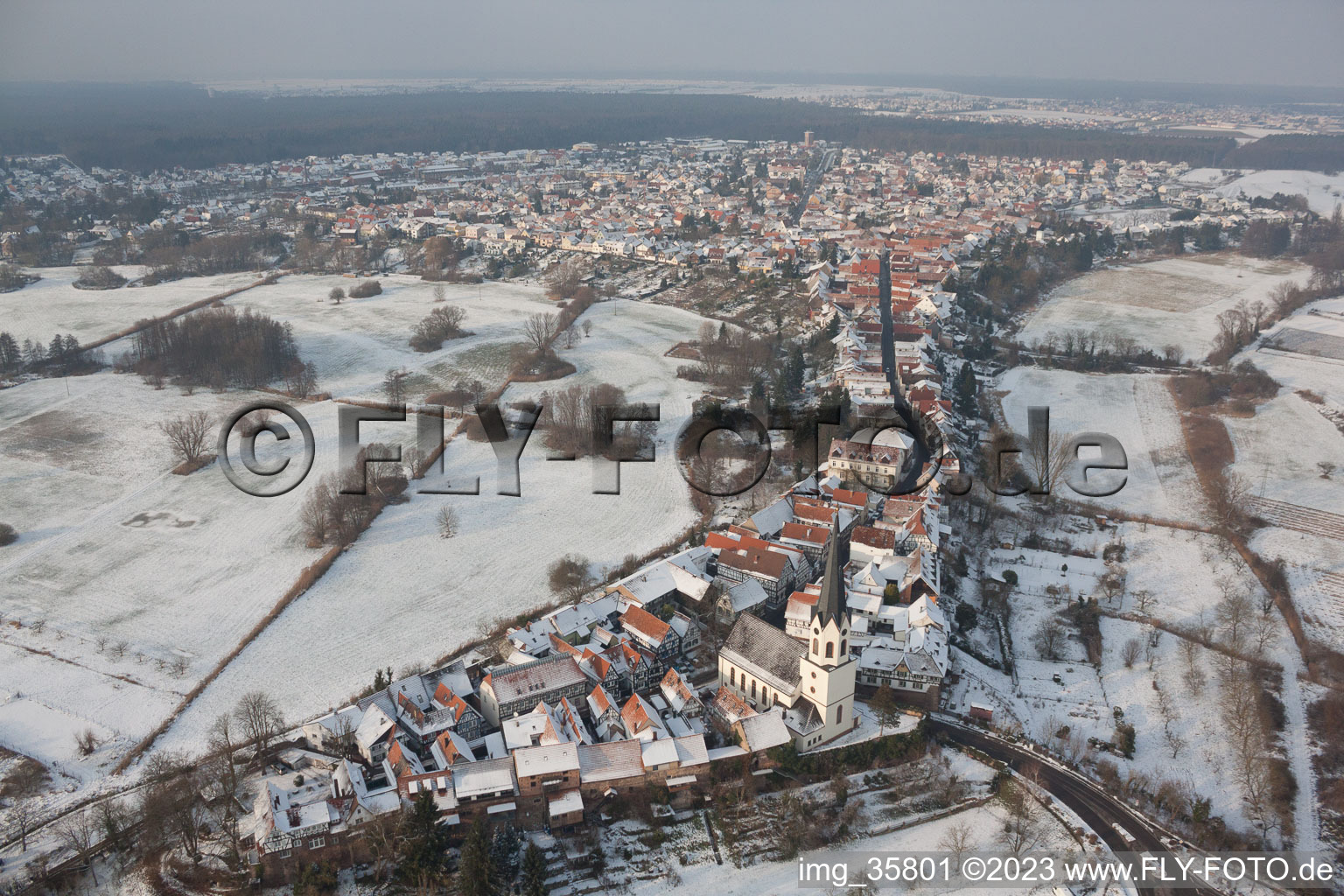 Jockgrim in the state Rhineland-Palatinate, Germany from above