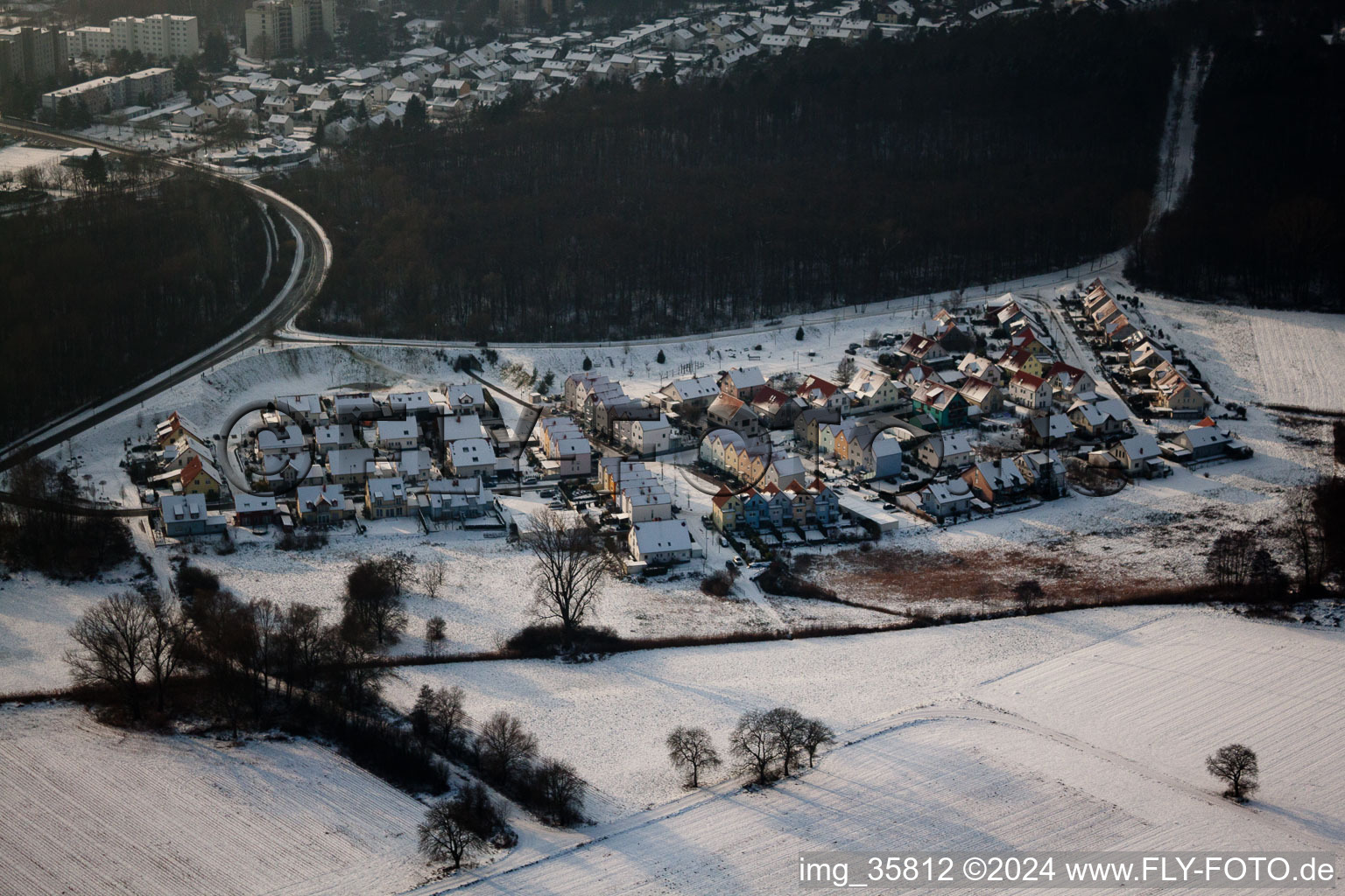 Bird's eye view of Wörth am Rhein in the state Rhineland-Palatinate, Germany