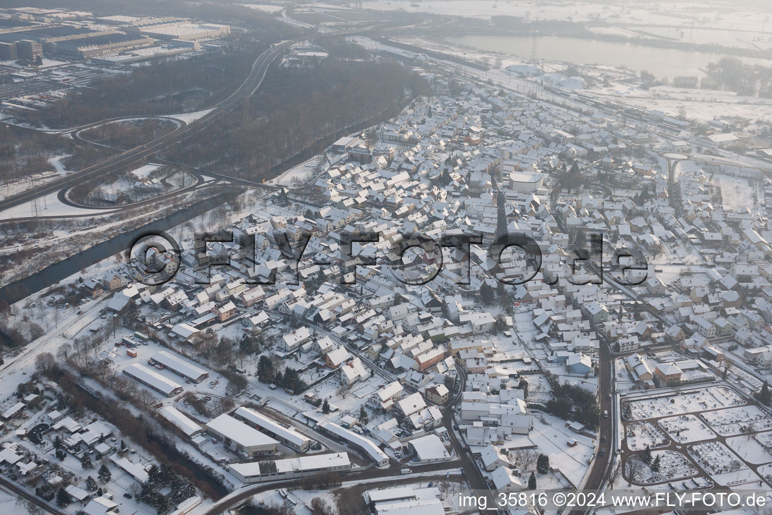 Drone image of Wörth am Rhein in the state Rhineland-Palatinate, Germany