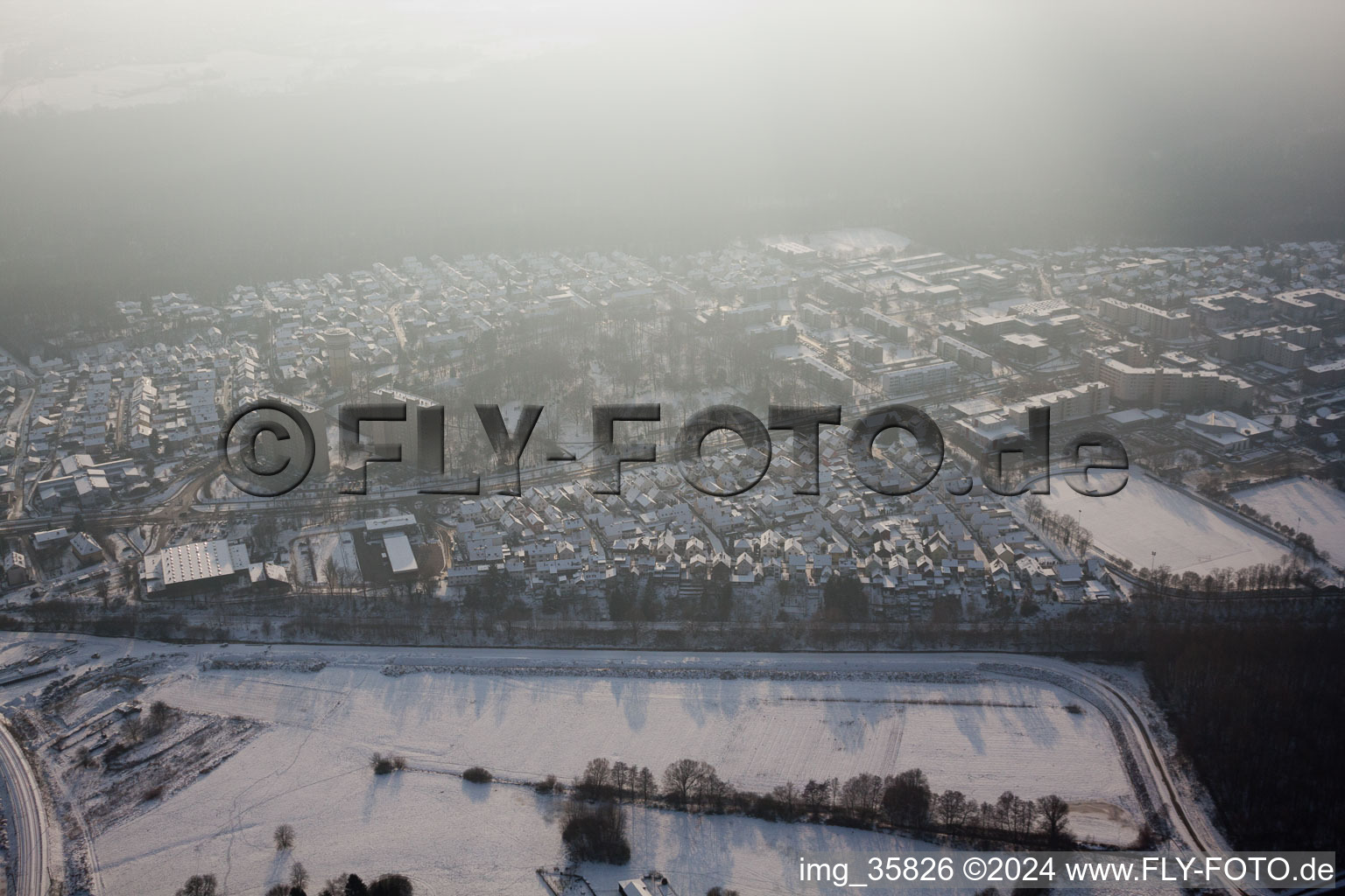 Drone recording of Dorschberg in Wörth am Rhein in the state Rhineland-Palatinate, Germany