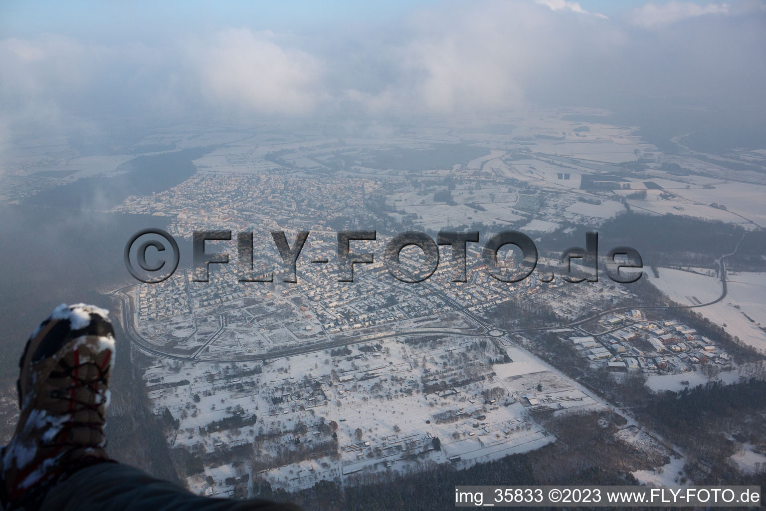 Bird's eye view of Jockgrim in the state Rhineland-Palatinate, Germany