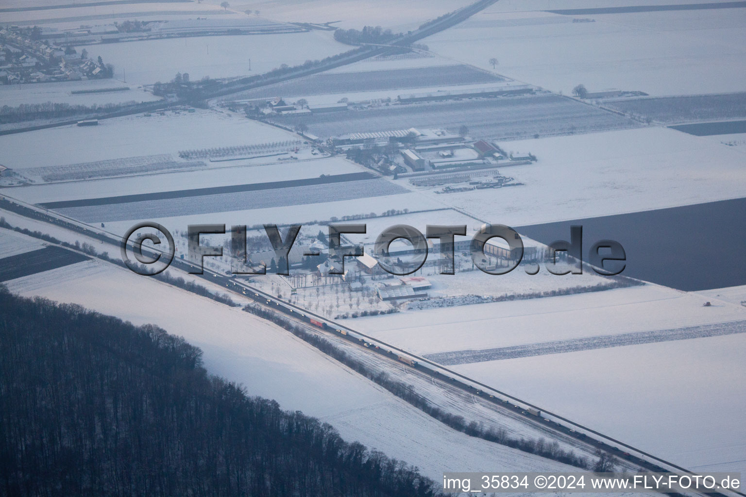 Adamshof in Kandel in the state Rhineland-Palatinate, Germany seen from above