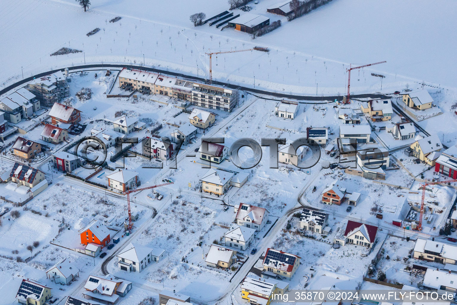 New development area Höhenweg in Kandel in the state Rhineland-Palatinate, Germany seen from above