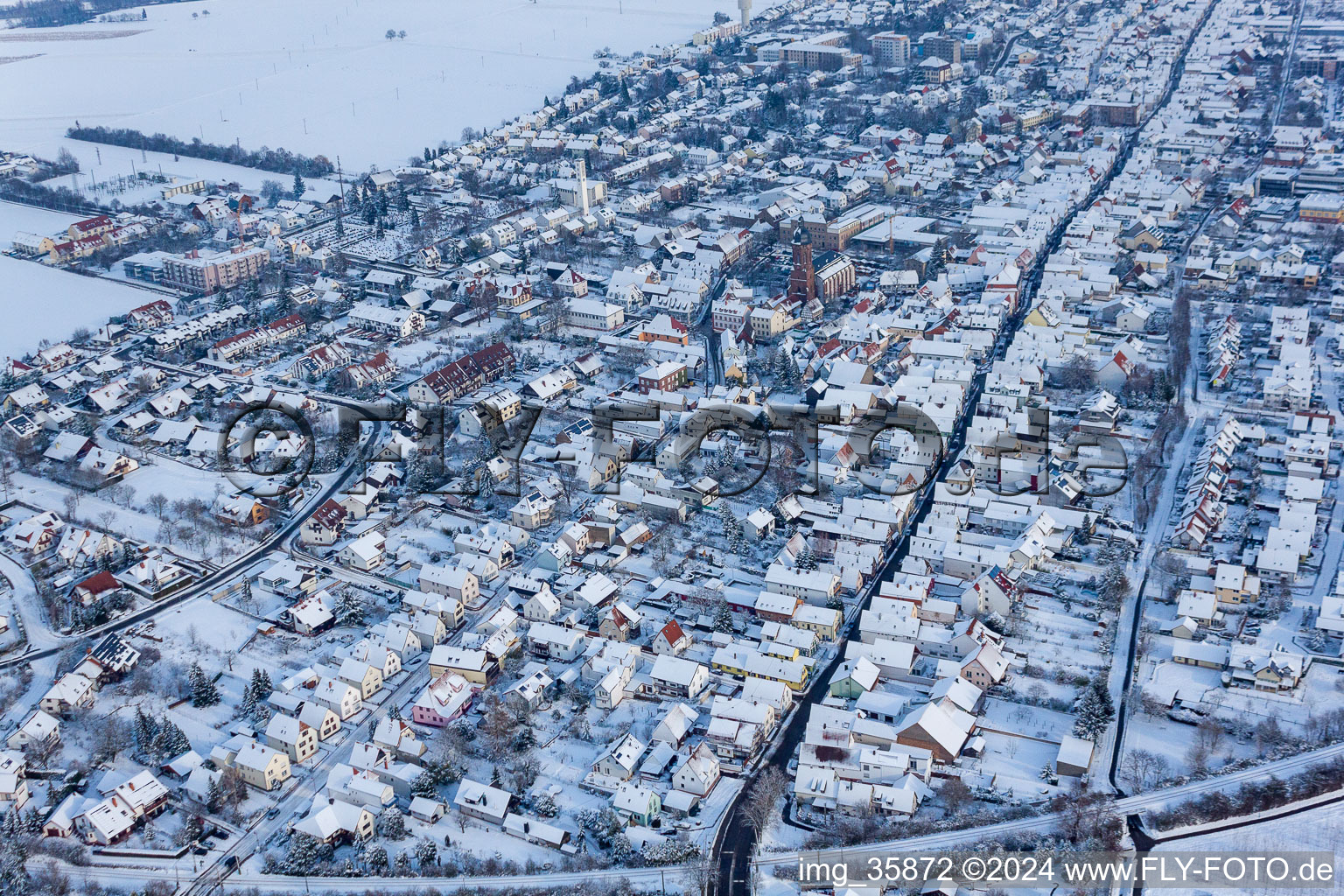 In the snow in Kandel in the state Rhineland-Palatinate, Germany