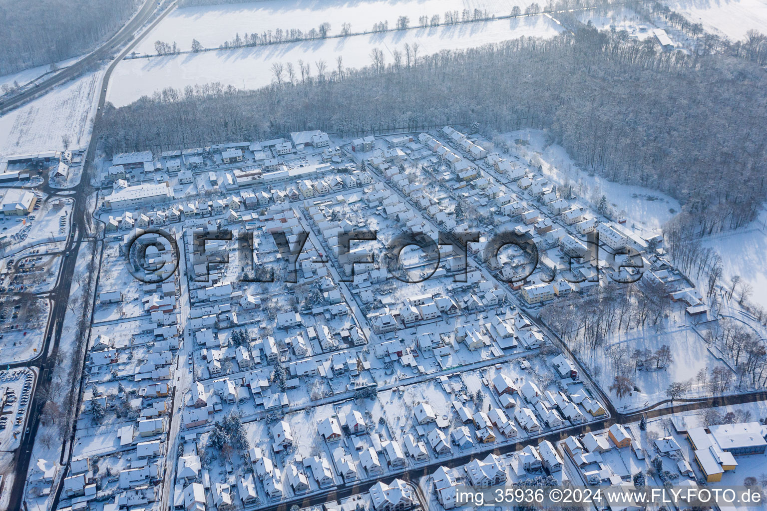 Aerial view of Settlement in Kandel in the state Rhineland-Palatinate, Germany