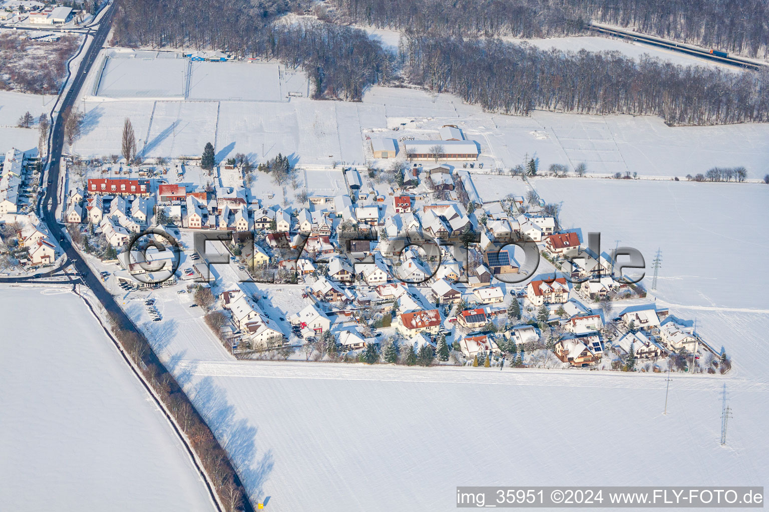 Aerial view of O in the district Minderslachen in Kandel in the state Rhineland-Palatinate, Germany