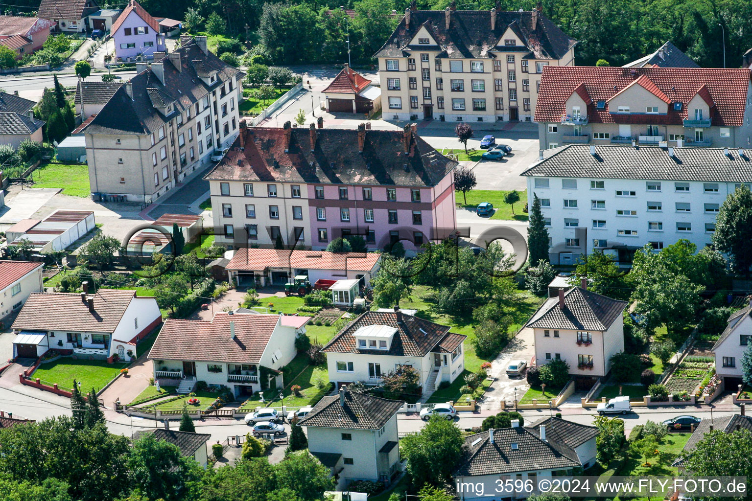 Lauterbourg in the state Bas-Rhin, France viewn from the air